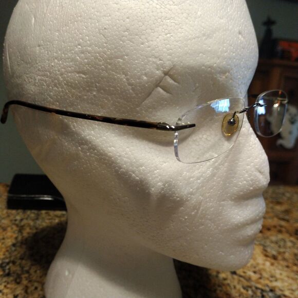 Totally Rimless 51-18-140 Gunmetal (Gun) Tortoise Eyeglass Frames - Picture 4 of 13